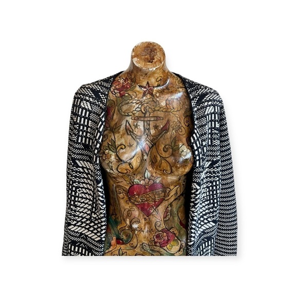 H&M cardigan sweater open front black white medium - Picture 2 of 8